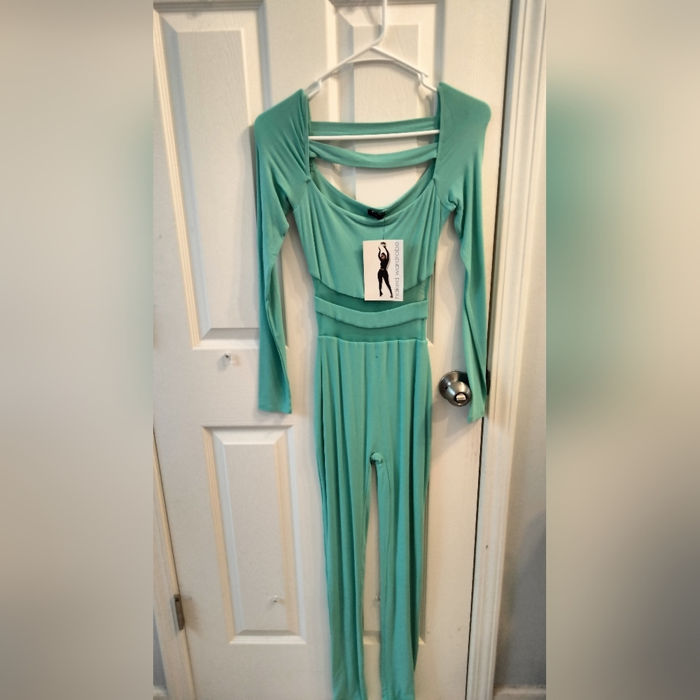 Naked Wardrobe Teal Jumpsuit - Picture 2 of 4